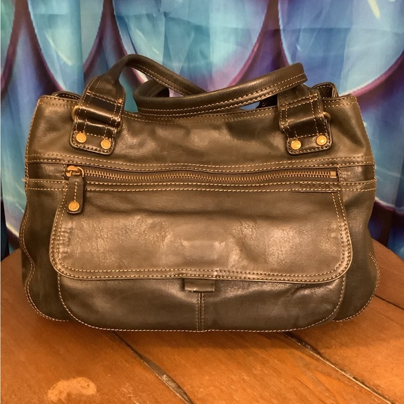 Fossil Black Shoulder Bag, gold hardware - Picture 1 of 14